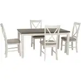 Jane 5-Piece Dining Set in Vanilla White & Gray (Table & 4 Chairs)
