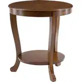 Aubert Round Accent Side Table in Hazelnut Brown Wood