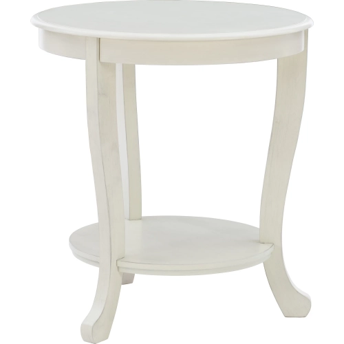 Aubert Round Accent Side Table in White Wood
