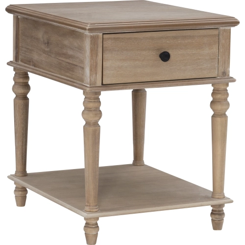 McGhie Side Table in Brushed & Whitewashed Natural Wood