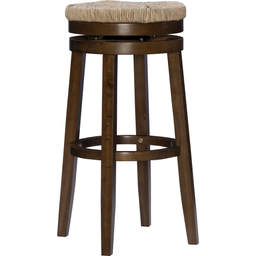 Morgan Swivel Bar Stool in Walnut Wood & Seagrass