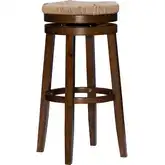Morgan Swivel Bar Stool in Walnut Wood & Seagrass