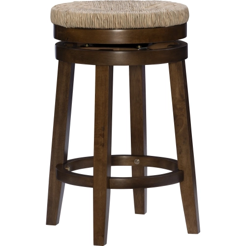 Morgan Swivel Counter Stool in Walnut Wood & Seagrass