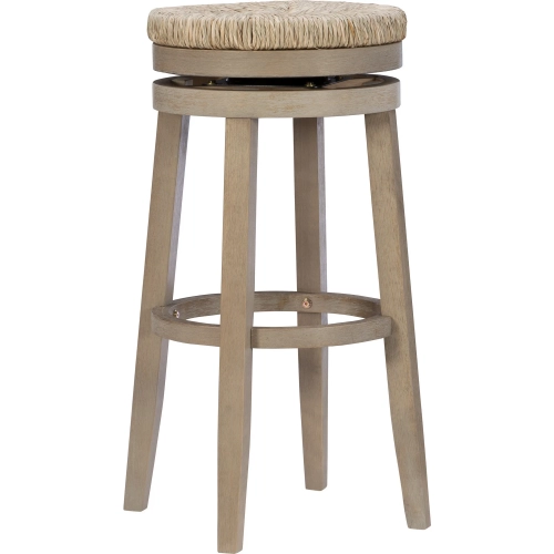 Morgan Swivel Bar Stool in Natural Wood & Seagrass