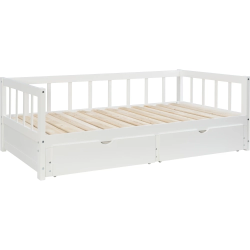 Hadley Storage Trundle Twin to King Daybed in White Wood