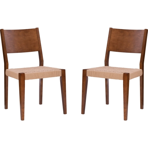 Cadence Dining Chair in Brown Wood & Rope (Set of 2)