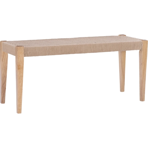 Cadence Dining Bench in Natural Wood & Rope