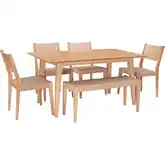 Cadence 6-Piece Dining Set in Natural Wood & Rope