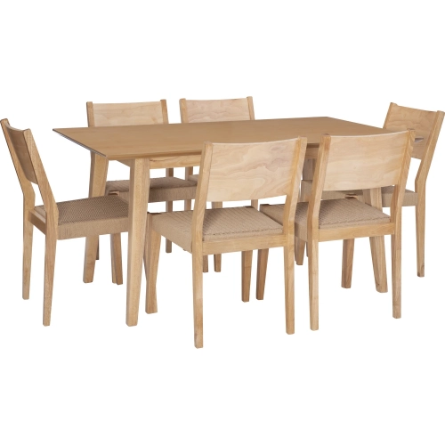 Cadence 7-Piece Dining Set in Natural Wood & Rope