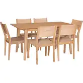 Cadence 7-Piece Dining Set in Natural Wood & Rope