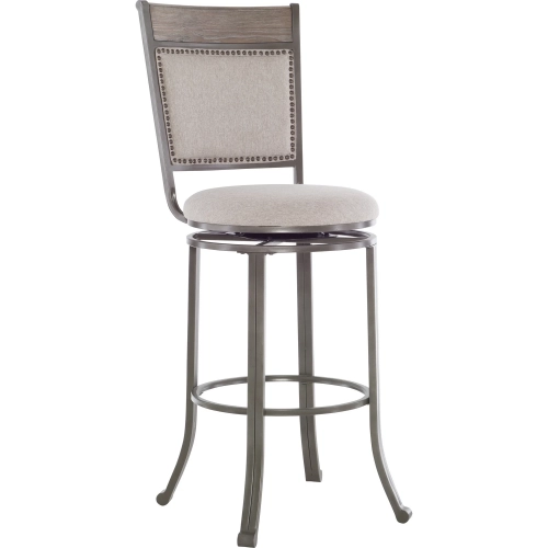 Franklin 29.5" Swivel Bar Stool in Beige Fabric & Wood