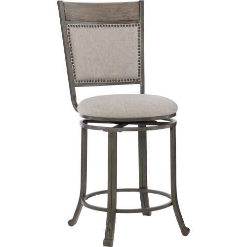 Franklin 24" Swivel Counter Stool in Beige Fabric & Wood