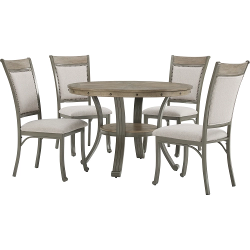 Franklin 5-Piece Dining Set in Pewter Wood & Metal