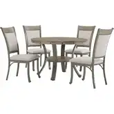 Franklin 5-Piece Dining Set in Pewter Wood & Metal