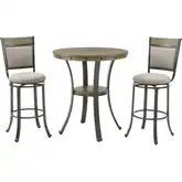 Franklin 3-Piece Pub Set in Pewter Wood & Metal
