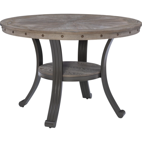 Franklin 45" Round Dining Table in Pewter Wood & Metal