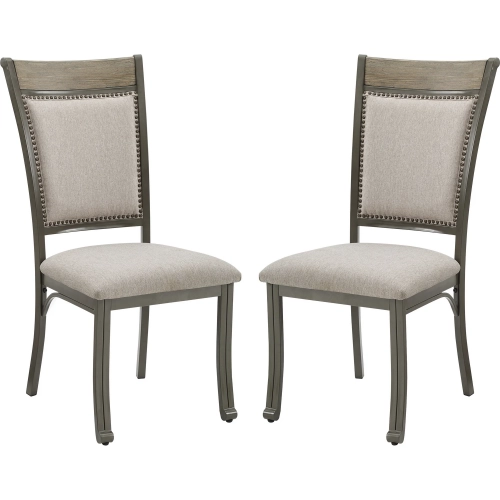 Franklin Dining Chair in Gray Fabric & Wood (Set of 2)