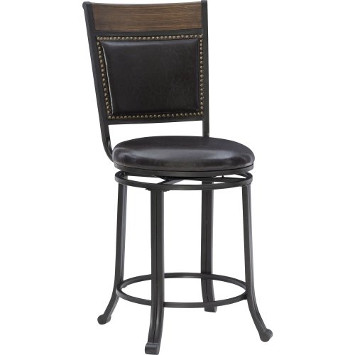 Franklin 24" Swivel Counter Stool in Dark Brown Leatherette