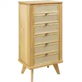 Collett 5-Drawer Jewelry Armoire in Wood & Cane