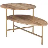 Tavin 2 Tier Coffee Table in Natural Wood & Gold