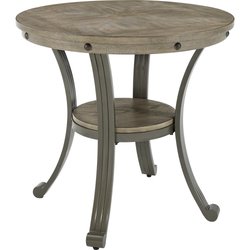 Franklin 24" Round Side Table in Pewter Wood & Metal