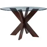 Adler 48" X Base Dining Table in Espresso Wood & Tempered Glass