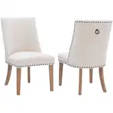Adler Dining Chair in Natural Wood & Neutral Fabric (Set of 2)