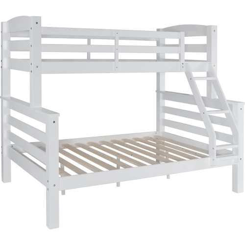 Levi Twin over Full Bunk Bed in White Wood