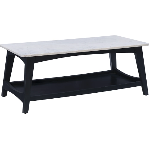 Rainier Coffee Table in White Marble & Gray Wood