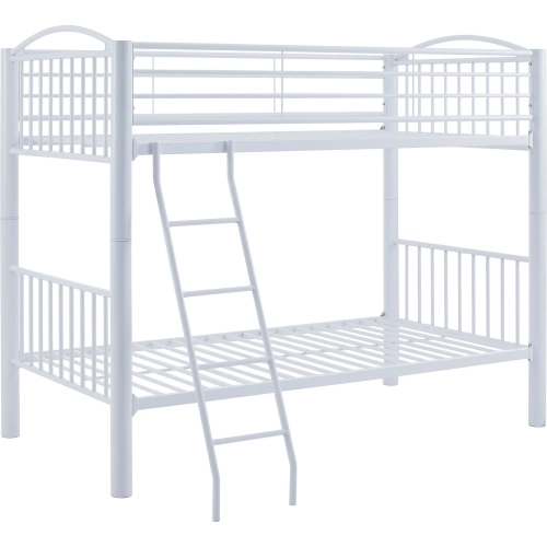 Heavy Metal Twin over Twin Bunk Bed in White