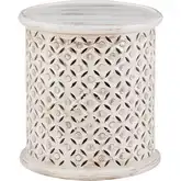 Inora Side Table in Distressed Antique White Wood
