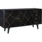 Kade Console Table in Black Mango Wood & Gold