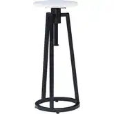 Shawna Adj Drink Side Table White Marble & Black Metal