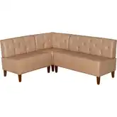 Adler 3-Piece Dining Nook Banquette in Espresso Wood & Tufted Tan Vegan Leather