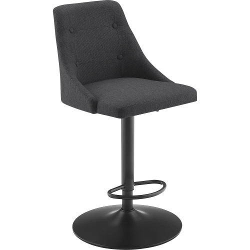 Bellevue Adjustable Bar Stool in Gray Fabric & Black Metal