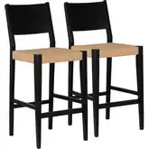 Cadence Bar Stool in Black Wood & Natural Rope (Set of 2)