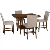 Spiva 5-Piece Counter Dining Set Brown