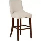 Adler Bar Stool in Espresso Wood & Beige Linen Look Fabric