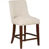 Adler Counter Stool in Espresso Wood & Beige Linen Look Fabric