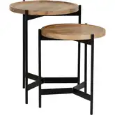 Evanston Nesting Table in Natural Wood & Black Metal