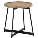 Evanston Side Table in Natural Wood & Black Metal