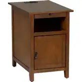 Birkdale Accent Side Table with USB in Hazelnut Brown Wood