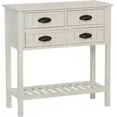 Brimley Beadboard Console Table in Antique White Wood