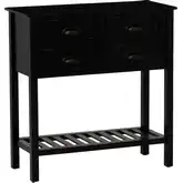 Brimley Beadboard Console Table in Distressed Black Wood