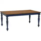 Aster 70" Dining Table in Navy Blue & Brown Wood