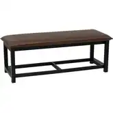 Abrielle Pillow Top Bench in Chestnut Brown Vegan Leather & Black Wood
