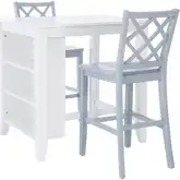 Mayfair 3-Piece Counter Space Saver Dining Set in White & Light Gray Wood
