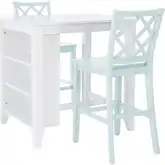 Mayfair 3-Piece Counter Space Saver Dining Set in White & Mint Green Wood