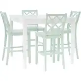 Mayfair 5-Piece Square Counter Dining Set in White & Mint Wood