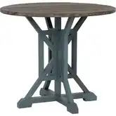 Belsey 42" Round Counter Dining Table in Blue & Brown Wood